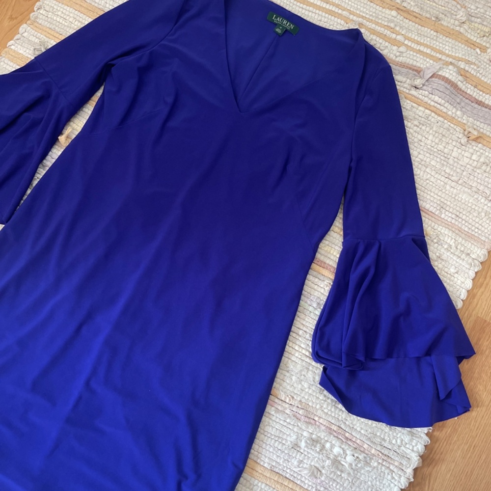 Lauren Ralph Lauren New Purple Flutter Sleeve Midi Ponte Dress - Picture 4 of 9
